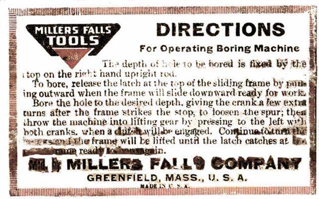 Millers Falls Boring Machine